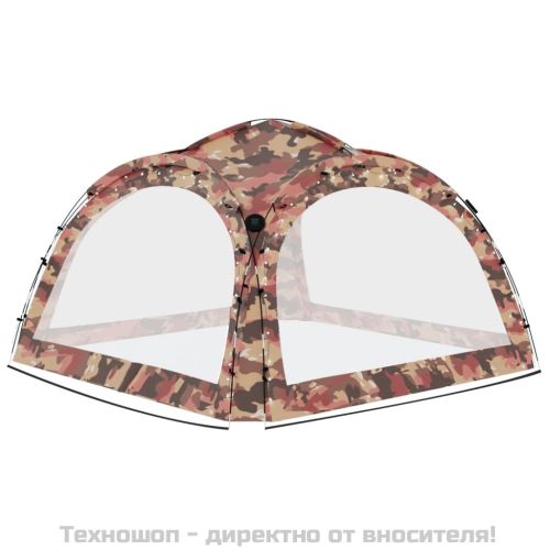 Парти шатра с LED и 4 стени, 3,6x3,6x2,3 м, камуфлаж
