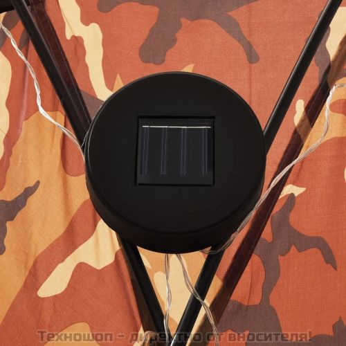 Парти шатра с LED и 4 стени, 3,6x3,6x2,3 м, камуфлаж