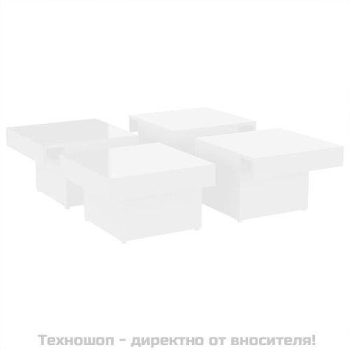 Маса за кафе, бял гланц, 90x90x28 см, инженерно дърво