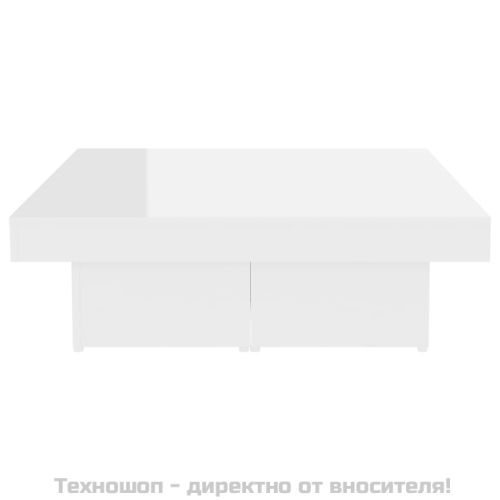 Маса за кафе, бял гланц, 90x90x28 см, инженерно дърво