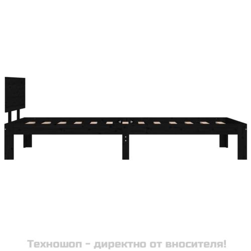 Рамка за легло, черна, борово дърво масив, 90х200 см