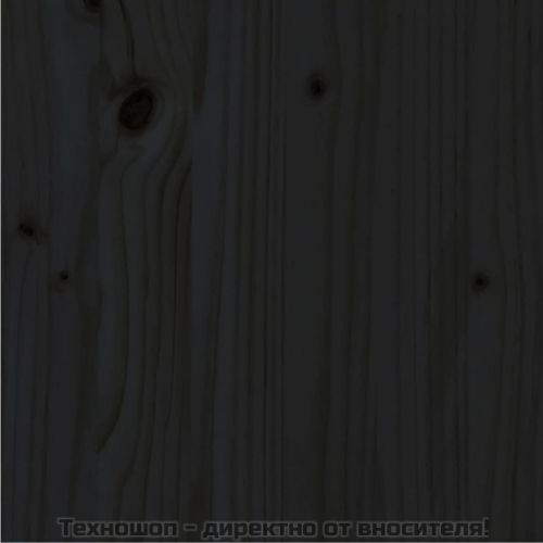 Рамка за легло, черна, борово дърво масив, 90х200 см