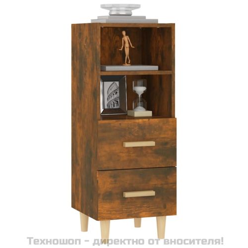 Сайдборд, опушен дъб, 34,5x34x90 см, инженерно дърво