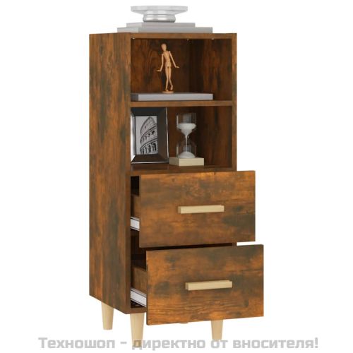 Сайдборд, опушен дъб, 34,5x34x90 см, инженерно дърво