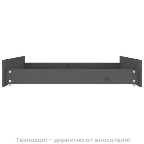Чекмеджета за легло, 2 бр, Сиво, бор масив