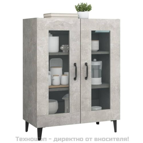 Сайдборд, бетонно сив, 69,5x34x90 см, инженерно дърво