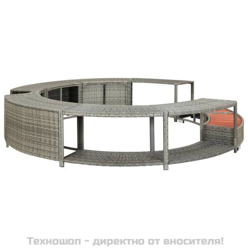 Ограждение за джакузи, сиво, полиратан