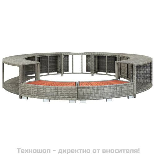Ограждение за джакузи, сиво, полиратан