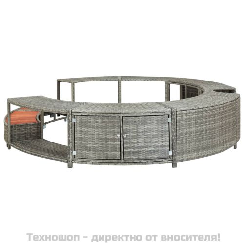 Ограждение за джакузи, сиво, полиратан