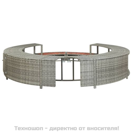 Ограждение за джакузи, сиво, полиратан