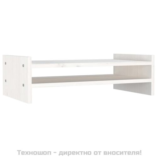 Поставка за монитор, бяла, 50x27x15 см, бор масив