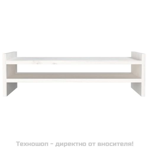 Поставка за монитор, бяла, 50x27x15 см, бор масив