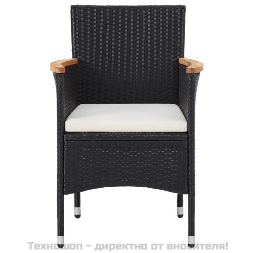 Градински трапезни столове, 2 бр, полиратан, черни