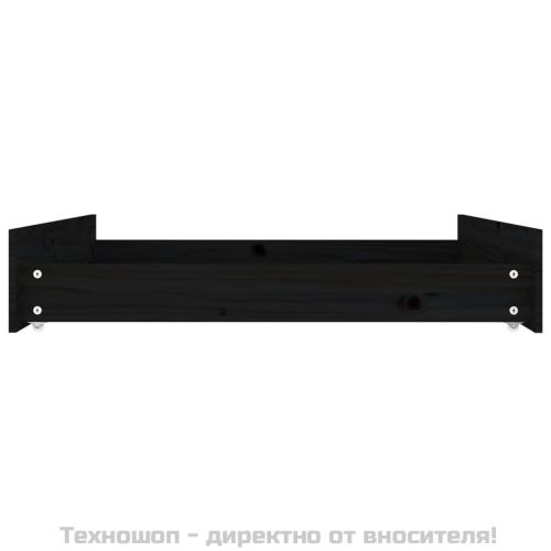 Чекмеджета за легло, 2 бр,Черен, бор масив