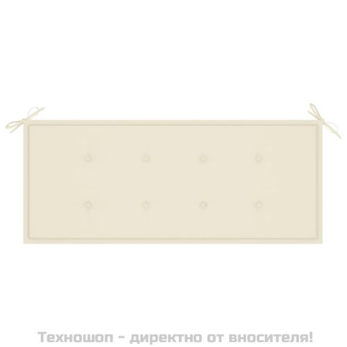 Възглавница за градинска пейка кремава 120x50x3 см оксфорд плат
