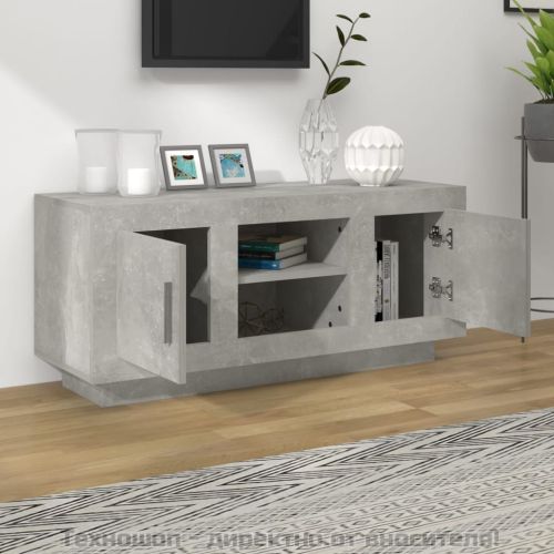 ТВ шкаф, бетонно сиво, 102x35x45 см, инженерно дърво