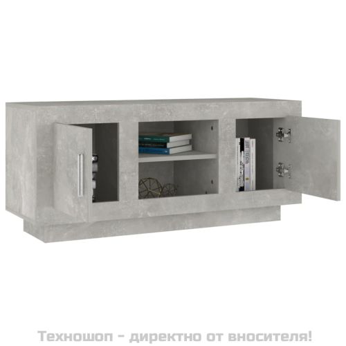ТВ шкаф, бетонно сиво, 102x35x45 см, инженерно дърво