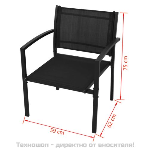 Градински комплект, 4 части, Textilene, черен