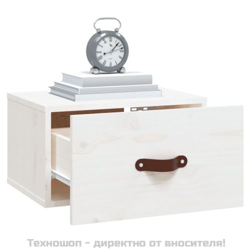 Нощно шкафче за стенен монтаж, бяло, 40x29,5x22 см