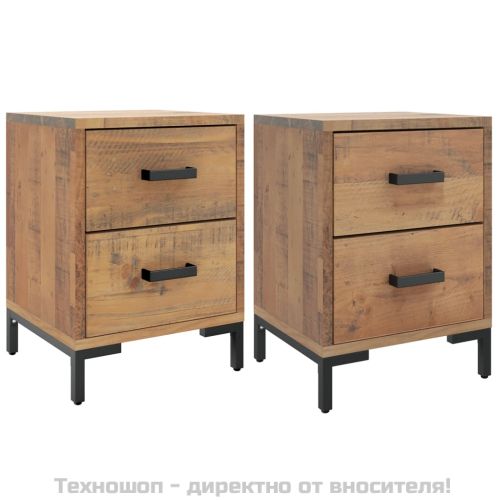 Нощни шкафчета, 2 бр, 36x30x45 см, борово дърво масив
