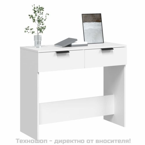 Конзолна маса, бяла, 90x36x75 см, инженерно дърво