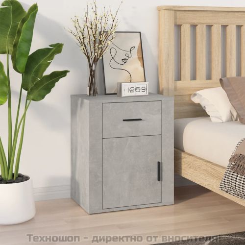 Нощно шкафче, сиво, 50x36x60 см, инженерно дърво