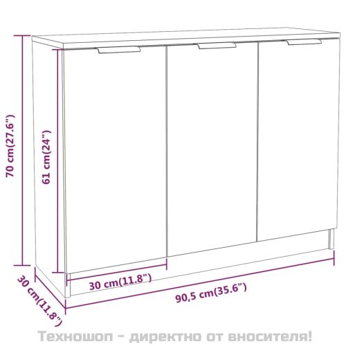 Сайдборд, Сив сонома, 90,5x30x70 см, инженерно дърво