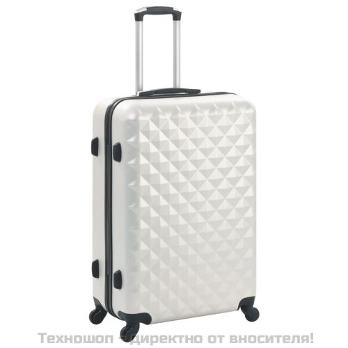 Комплект твърди куфари с колелца, 3 бр, светлосребристи, ABS