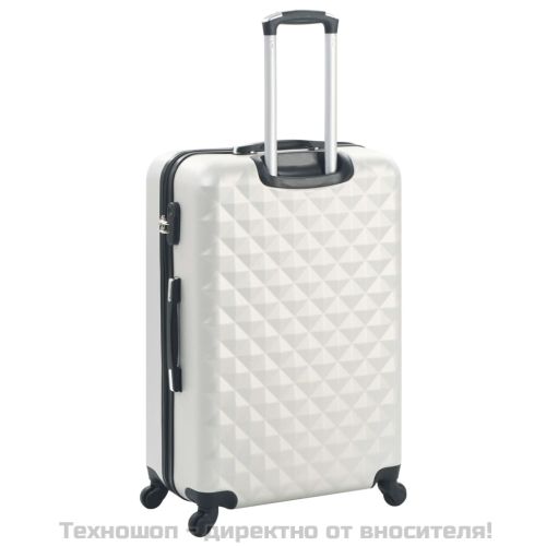 Комплект твърди куфари с колелца, 3 бр, светлосребристи, ABS