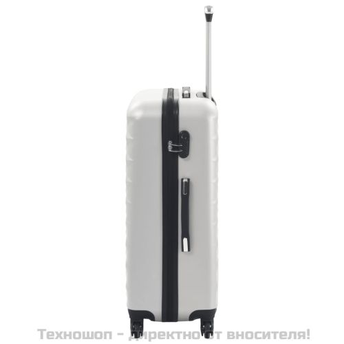 Комплект твърди куфари с колелца, 3 бр, светлосребристи, ABS