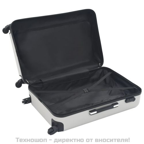 Комплект твърди куфари с колелца, 3 бр, светлосребристи, ABS