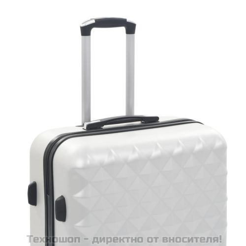 Комплект твърди куфари с колелца, 3 бр, светлосребристи, ABS