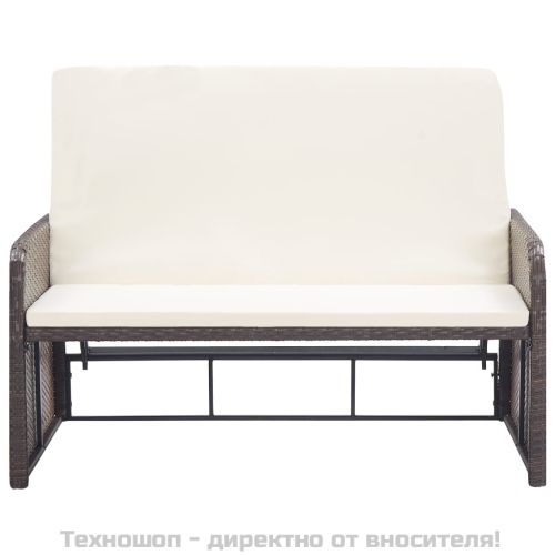Градински комплект с възглавници, 2 части, кафяв полиратан