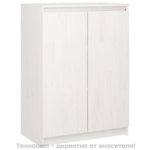 Сайдборд, бял, 60x36x84 см, борово дърво масив
