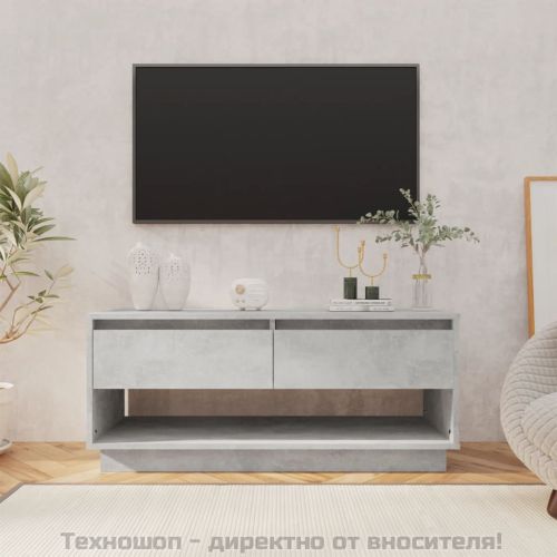 ТВ шкаф, бетонно сиво, 102x41x44 см, инженерно дърво