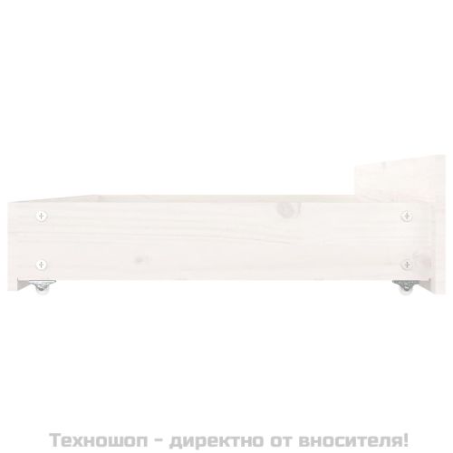 Чекмеджета за легло, 4 бр, бели, бор масив
