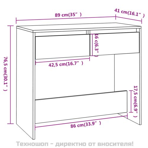Конзолна маса, бетонно сива, 89x41x76,5 см, инженерно дърво