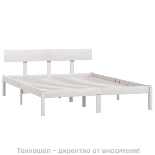 Рамка за легло, бяла, дърво масив, 120x190 см, Small Double