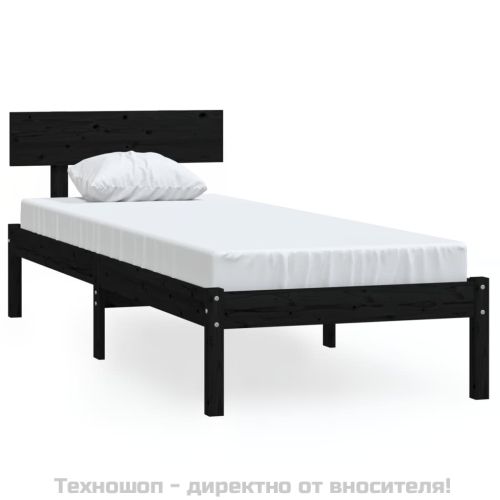 Рамка за легло, черна, бор масив, 90x200 cм