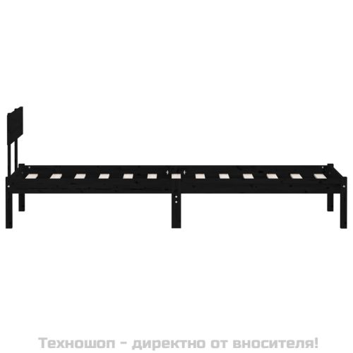 Рамка за легло, черна, бор масив, 90x200 cм