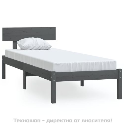 Рамка за легло, сива, бор масив, 100х200 см