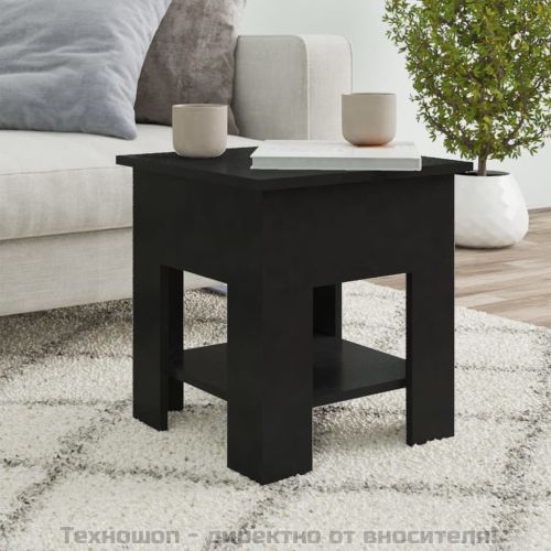 Маса за кафе, черна, 40x40x42 см, инженерно дърво