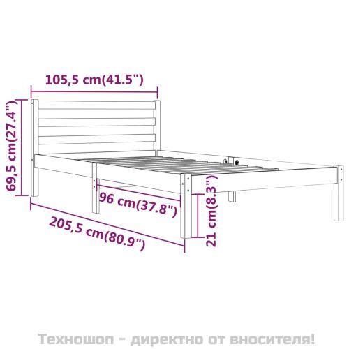 Рамка за легло, бор масив, 100х200 см