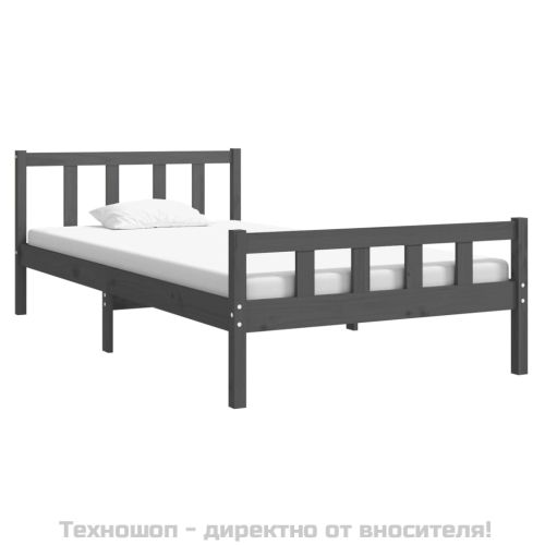 Рамка за легло, сива, масивно дърво, 100х200 см
