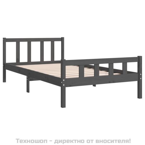 Рамка за легло, сива, масивно дърво, 100х200 см