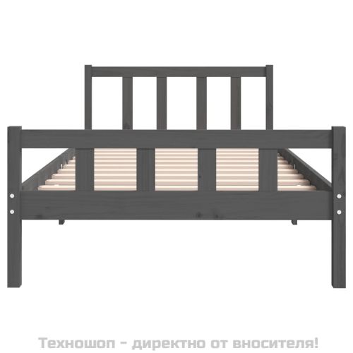 Рамка за легло, сива, масивно дърво, 100х200 см