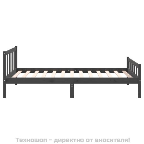 Рамка за легло, сива, масивно дърво, 100х200 см
