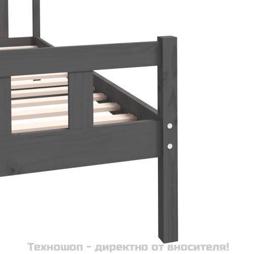 Рамка за легло, сива, масивно дърво, 100х200 см