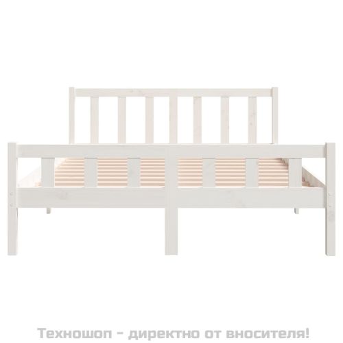 Рамка за легло, бяла, дърво масив, 150x200 cм, King Size