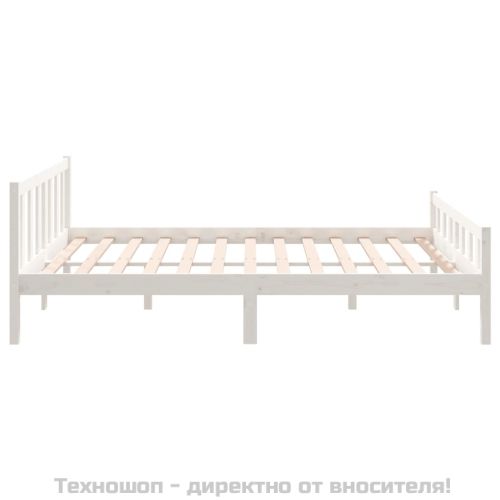 Рамка за легло, бяла, дърво масив, 150x200 cм, King Size